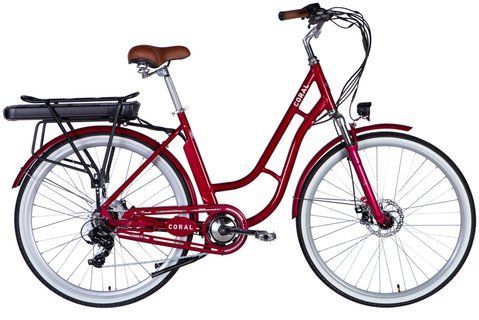 Велосипед з електроприводом 28" AL Dorozhnik eCORAL DD FR рама-19" 48B 17.5А*г 500Вт рубіновий 2026 ELB-D-28-121 фото