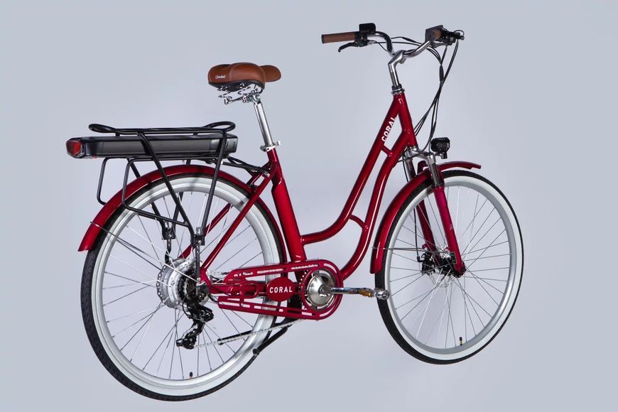 Велосипед з електроприводом 28" AL Dorozhnik eCORAL DD FR рама-19" 48B 17.5А*г 500Вт рубіновий 2026 ELB-D-28-121 фото