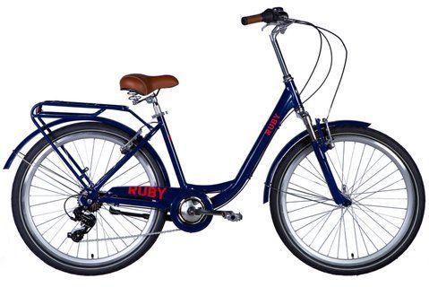 Велосипед AL 26" Dorozhnik RUBY Vbr FR рама-17" темно-синій 2024 крила, крило пер., крило зад., підніжка, дзвоник OPS-D-26-257 фото