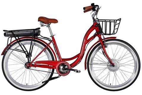Велосипед з електроприводом 26" ST Dorozhnik eAQUAMARINE BH рама-17" 36B 13А*г 500Вт бордовий YS 2476 з кошиком 2026 ELB-D-26-315 фото