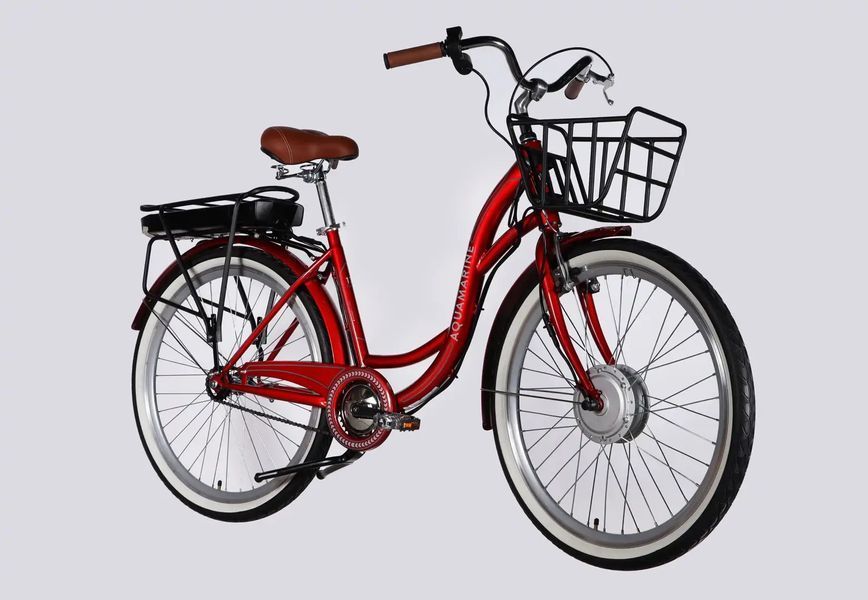 Велосипед з електроприводом 26" ST Dorozhnik eAQUAMARINE BH рама-17" 36B 13А*г 500Вт бордовий YS 2476 з кошиком 2026 ELB-D-26-315 фото