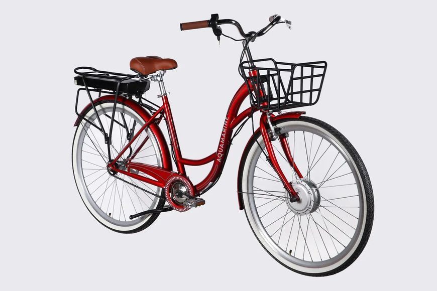 Велосипед з електроприводом 28" ST Dorozhnik eAQUAMARINE BH рама-19" 36B 13А*г 500Вт бордовий YS 2476 з кошиком 2026 ELB-D-28-134 фото