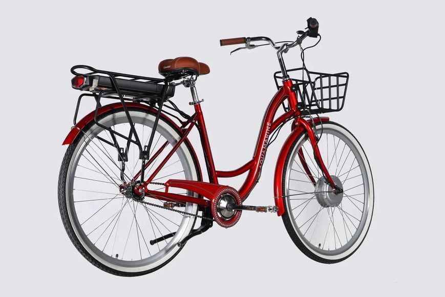 Велосипед з електроприводом 28" ST Dorozhnik eAQUAMARINE BH рама-19" 36B 13А*г 500Вт бордовий YS 2476 з кошиком 2026 ELB-D-28-134 фото