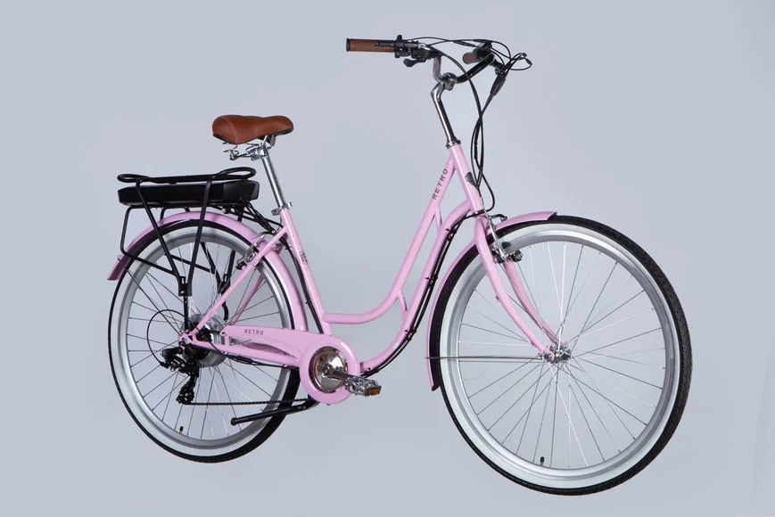 Велосипед з електроприводом 28" ST Dorozhnik eRETRO Vbr FR рама-19" 36B 12.5А*г 500Вт світло-рожевий YS 7443 2025 ELB-D-28-071 фото