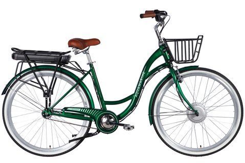 Велосипед з електроприводом 28" ST Dorozhnik eAQUAMARINE BH рама-19" 36B 13А*г 500Вт зелений YS 902 з кошиком 2026 ELB-D-28-136 фото
