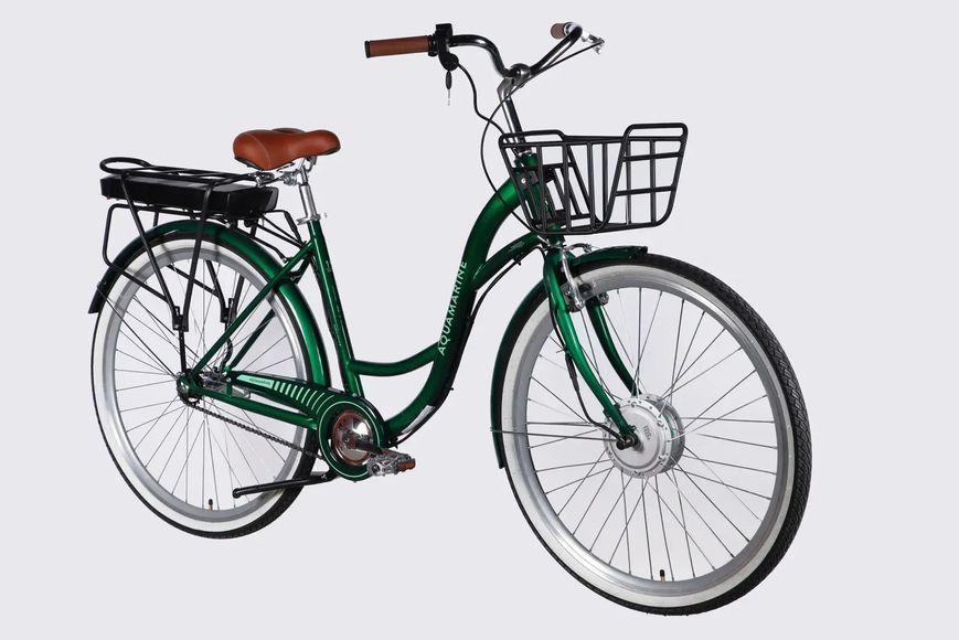 Велосипед з електроприводом 28" ST Dorozhnik eAQUAMARINE BH рама-19" 36B 13А*г 500Вт зелений YS 902 з кошиком 2026 ELB-D-28-136 фото