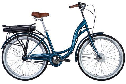 Велосипед з електроприводом 26" ST Dorozhnik eAQUAMARINE BH рама-17" 36B 13А*г 500Вт темно-синій з кошиком 2026 ELB-D-26-294 фото