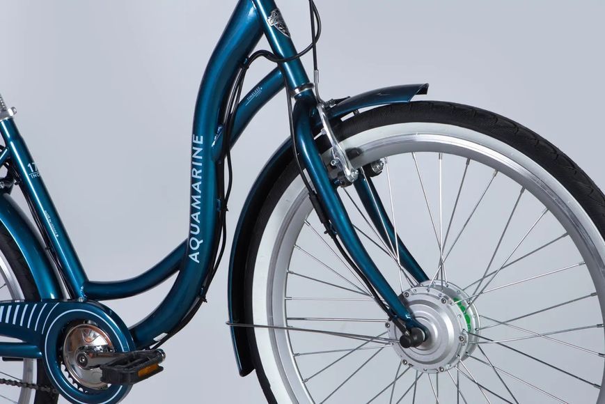 Велосипед з електроприводом 26" ST Dorozhnik eAQUAMARINE BH рама-17" 36B 13А*г 500Вт темно-синій з кошиком 2026 ELB-D-26-294 фото