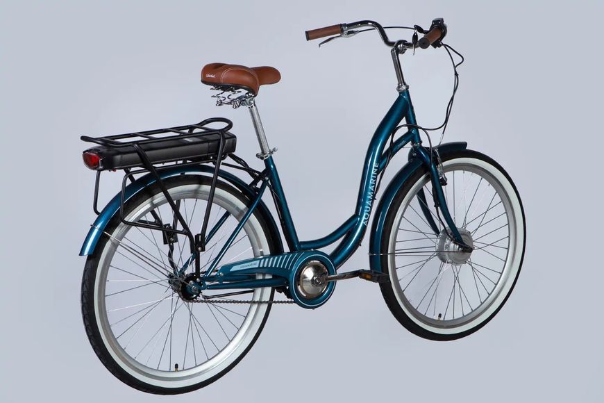 Велосипед з електроприводом 26" ST Dorozhnik eAQUAMARINE BH рама-17" 36B 13А*г 500Вт темно-синій з кошиком 2026 ELB-D-26-294 фото
