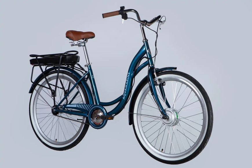 Велосипед з електроприводом 26" ST Dorozhnik eAQUAMARINE BH рама-17" 36B 13А*г 500Вт темно-синій з кошиком 2026 ELB-D-26-294 фото
