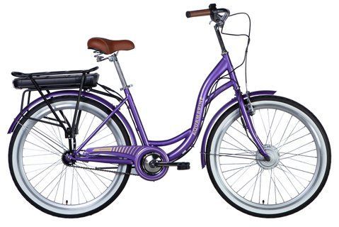 Велосипед з електроприводом 26" ST Dorozhnik eAQUAMARINE BH рама-17" 36B 13А*г 500Вт фіолетовий з кошиком 2026 ELB-D-26-295 фото