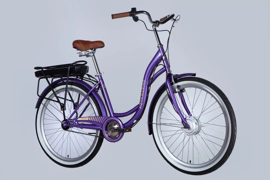 Велосипед з електроприводом 26" ST Dorozhnik eAQUAMARINE BH рама-17" 36B 13А*г 500Вт фіолетовий з кошиком 2026 ELB-D-26-295 фото