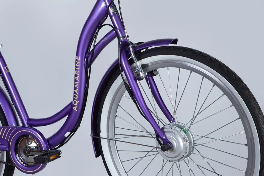 Велосипед з електроприводом 26" ST Dorozhnik eAQUAMARINE BH рама-17" 36B 13А*г 500Вт фіолетовий з кошиком 2026 ELB-D-26-295 фото