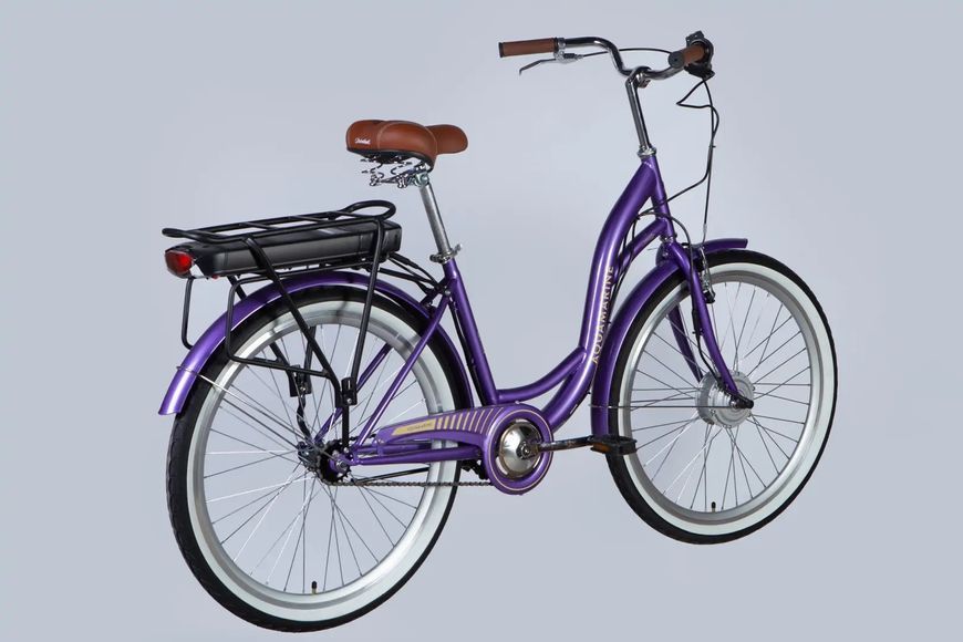 Велосипед з електроприводом 26" ST Dorozhnik eAQUAMARINE BH рама-17" 36B 13А*г 500Вт фіолетовий з кошиком 2026 ELB-D-26-295 фото