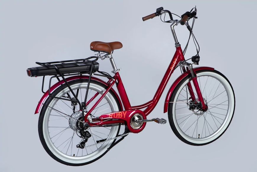 Велосипед з електроприводом 26" AL Dorozhnik eRUBY DD FR рама-17" 36B 13А*г 500Вт бордовий 2026 ELB-D-26-301 фото